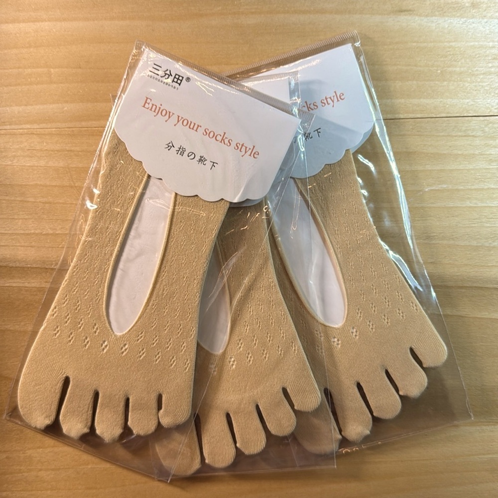 Three Pack No Show Toe Socks